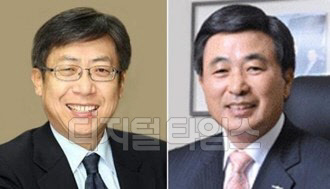 회장 후보인 남영우(왼쪽) 전 한국투자저축은행 대표와 박재식 전 한국증권금융 사장. 연합뉴스 제공.